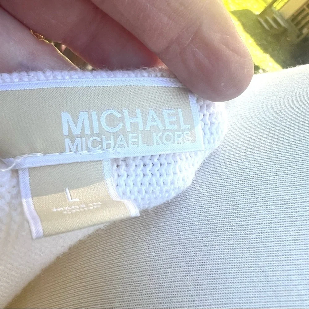 Michael Kors Cream Long Sleeve Top pullover sweater zip sides